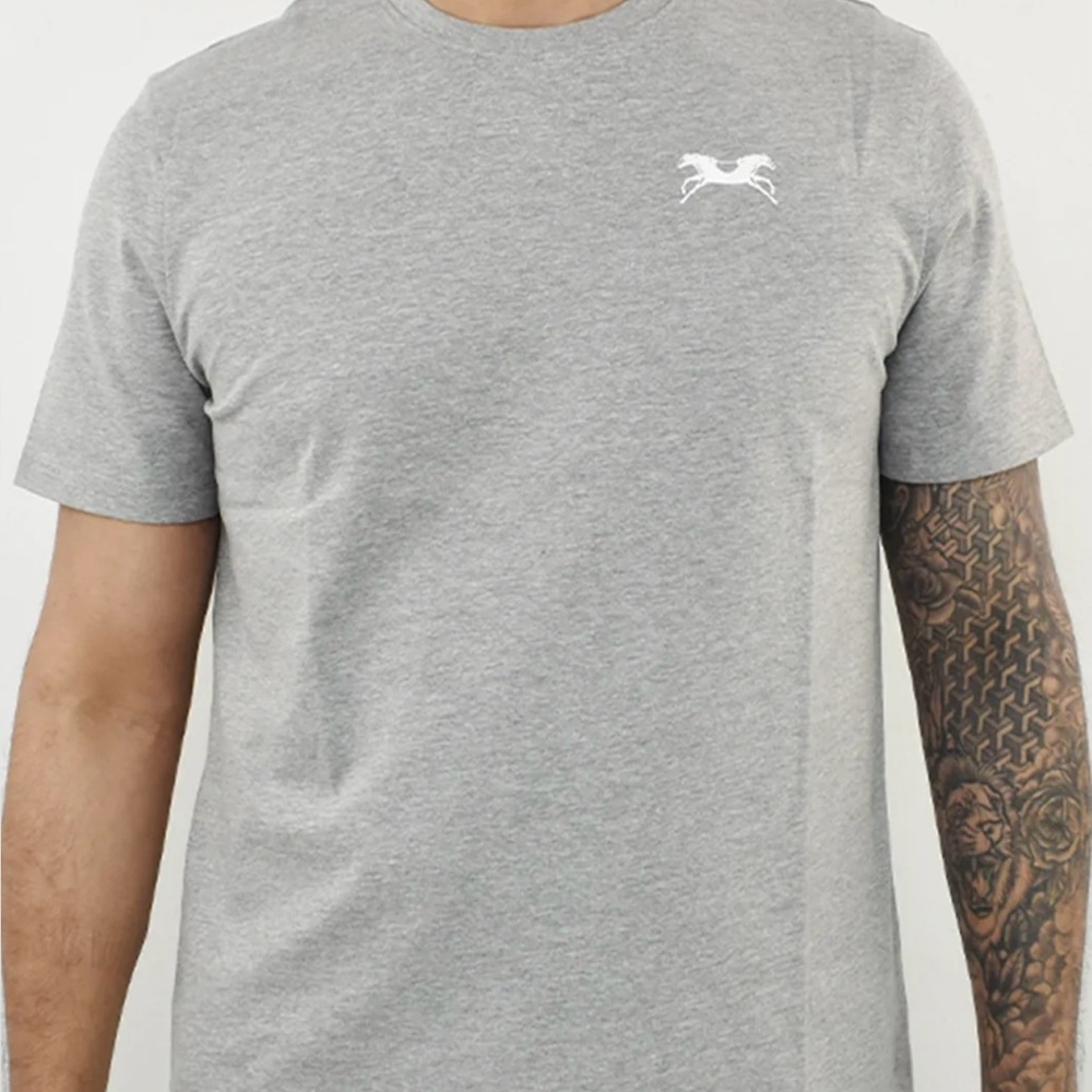 Gray Short Sleeve Tee with Minimal Design